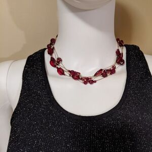 Red hard plastic multi layer beaded necklace